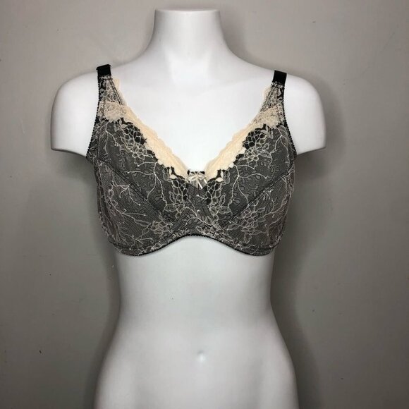 𝅺Wonderbra Black & Cream Lace Size 38DD - Picture 2 of 7